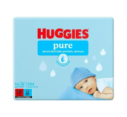 Picture of Huggies Baby Wipes Pure (4 x 56's)
