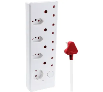 Picture of Switched Medium Surge 8-Way Multiplug 8  Socket Extension Boards (White, 0.5 m)