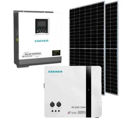 Esener 3kW Hybrid Inverter & 2.56kWh Lithium Battery Solar System Pure Sine Wave Inverter